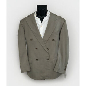 Polo University Club 46R Gray Wool Blazer DBL Breasted DBL Windowpane FLAWED